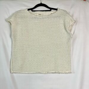 Max Studio Textured Cream Short Sleeve Top, Womens size small